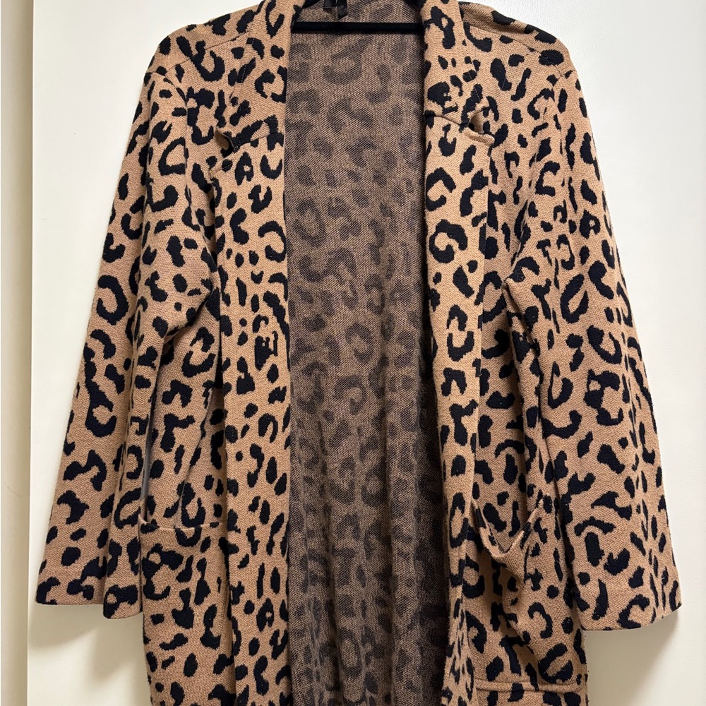 J. Crew Animal Print Cardigan in Tan and Black